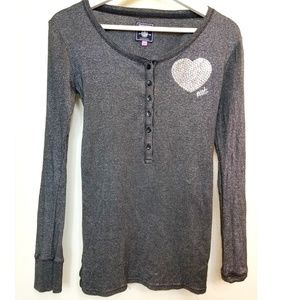 PINK Metallic Shimmer Henley